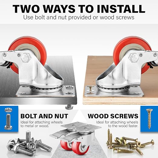 2.5 Inch Caster Wheels Heavy Duty Casters Set of 4 Lockable Cart Wheels - Image 6