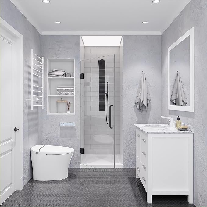 ANZZI 70" x 24" Frameless Shower Door in Gun Metal Black, Passion Water Repellent Glass Shower Door with Seal Strip Parts and Handle, 5/16 Glass Hinged Shower Door with Handle (SD-AZ09-01GB)