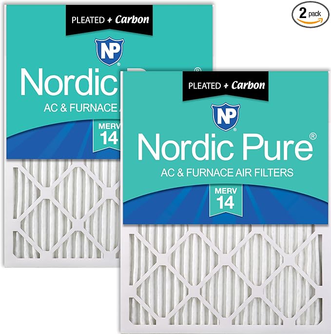 Nordic Pure 18x25x1 Pleated Air Filters MERV 14 Plus Carbon 2 Pack by NordicPure