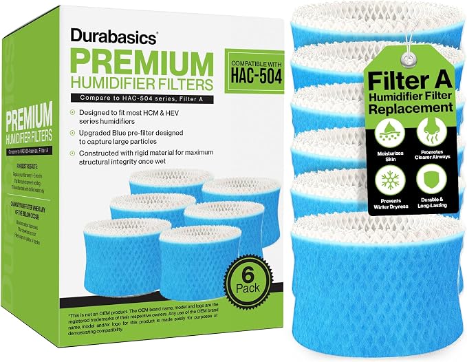 Durabasics 6 Pack of Premium Humidifier Filters Compatible by Durabasics