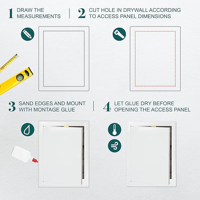 12" x 16" White Metal Access Panel. Service Shaft Door Panel. Plumbing, Electricity, Heating, Alarm Wall Access Panel for Drywall. Bathroom Services Access Hole Cover.