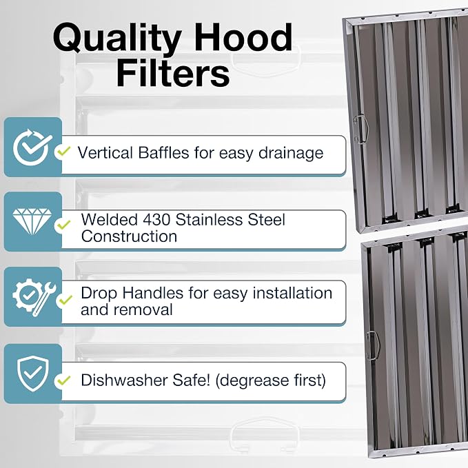20" x 25" Stainless Steel Commercial Hood Filter – Dishwasher Safe, Welded - Image 5