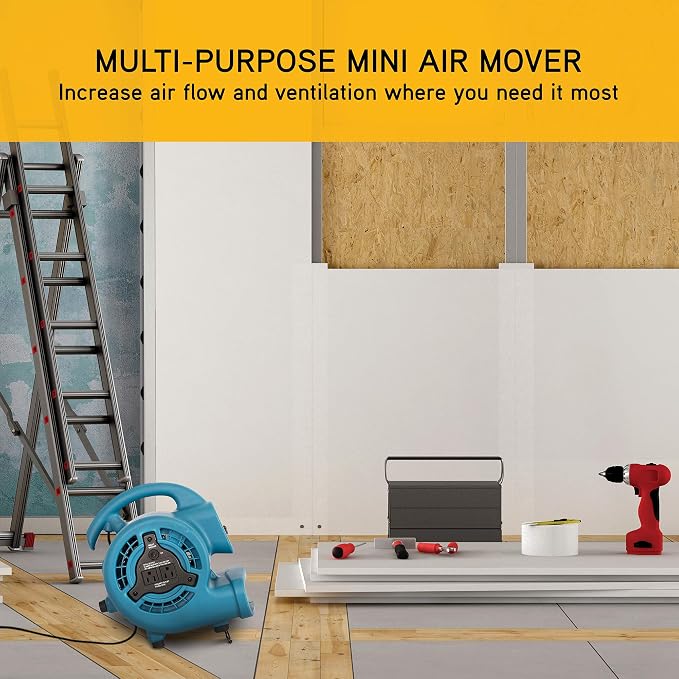 XPOWER P-80A Mini Mighty 138 W 600 CFM Centrifugal Air Mover, Carpet Dryer - Image 9