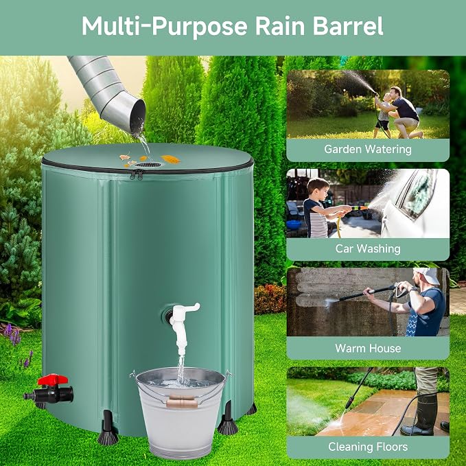 Collapsible Rain Barrel Water Storage Containers-53 Gallon Portable Rainwater - Image 6