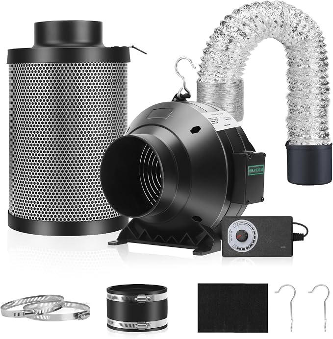 Air Filtration Kit, 8 Ft Ducting & Rubber Coupler, Air Cooling and Filtration by MELONFARM