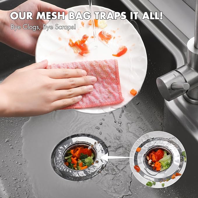 200 Pack Kitchen Sink Strainer Mesh Bag, Anti-Clogging Disposable Sink Drain - Image 3
