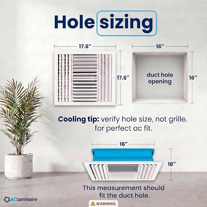 16x16 Aluminum 4-Way Air Vent Register HVAC Duct Cover Wall Ceiling Quiet - Image 3