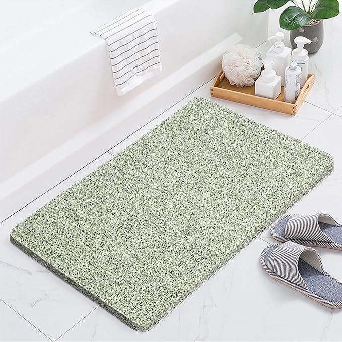 Joyhalo Shower Mats for Showers Anti Slip for Elderly, 30'' x 17'' Non Slip Bath Mat for Inside Shower, Bath Tub Mats for Bathroom Non Slip for Shower, PVC Loofah Bathroom Mats, Mint Green