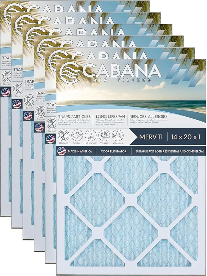 Cabana Filters 6-Pack 14x20x1 MERV 11 AC Furnace Air Filter by CabanaAirFilters