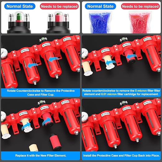 TAILONZ PNEUMATIC 0-150PSI 3/8 Inch NPT Red Industrial Grade 5 Stage Air Drying - Image 6