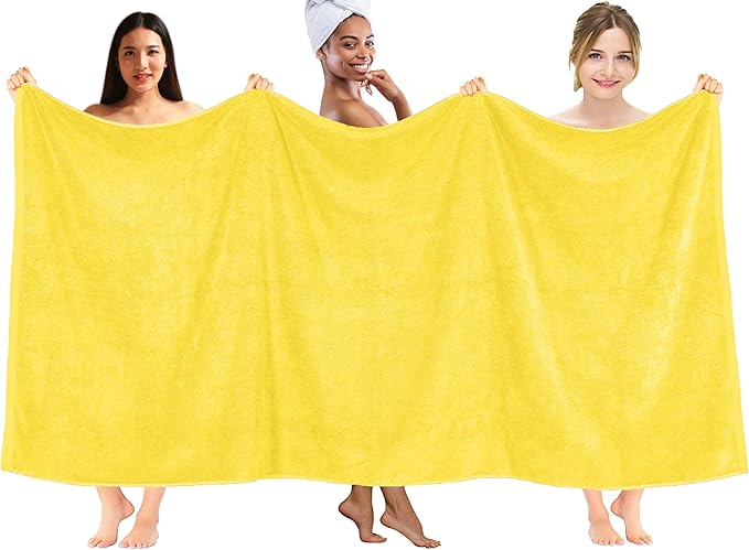 DAN RIVER Pack of 1 Bath Sheet 40x80 Inches, Large Bath Towels Oversized for Adults, Soft and Absorbent Hotel Towels - Yellow