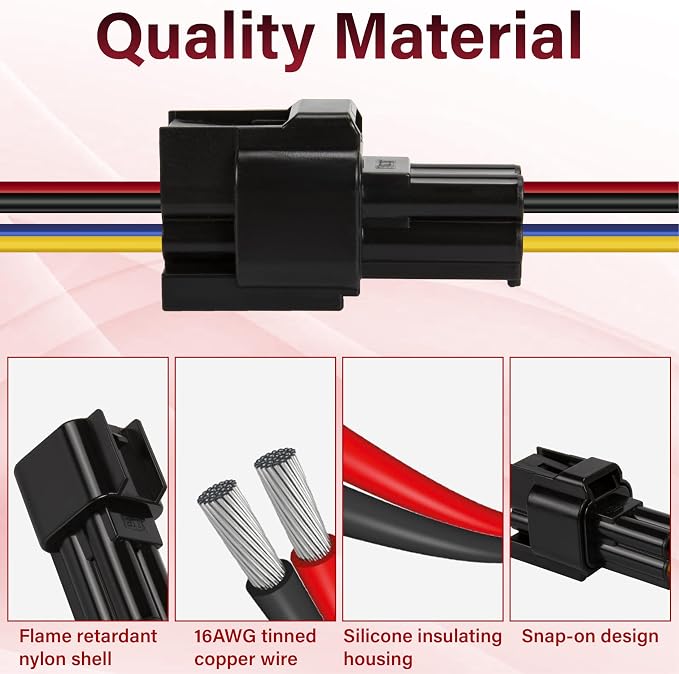 5PCS 4 Pin Waterproof Electrical Connectors, 16 AWG 4 Pin Connector, Male - Image 3