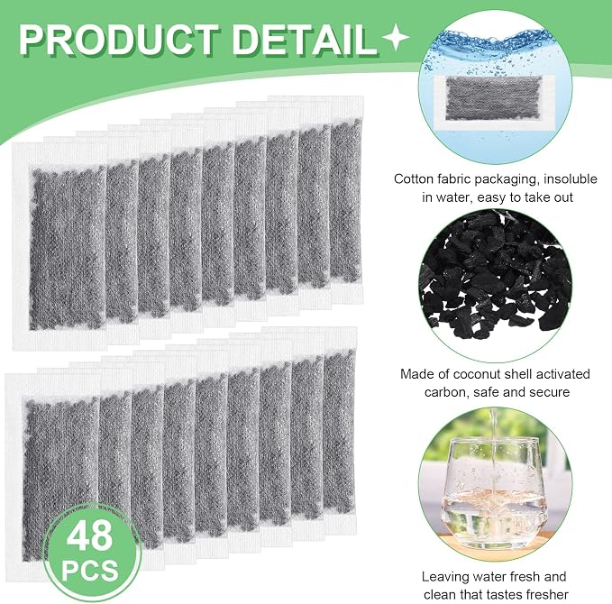 48 Packs Replacement Activated Charcoal Distiller Filters Coconut Shell - Image 3