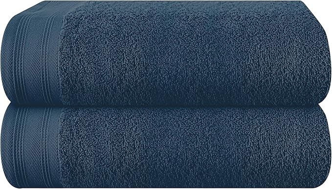 Cotton 2 Pack Oversized Bath Towel Set 28x55 inches, Large Bath Towels, Ultra Absorbant Compact Quickdry & Lightweight Towel, Ideal for Gym Travel Camp Pool - Mineral Blue