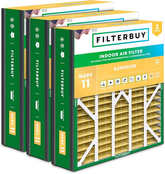 Filterbuy 20x25x5 Air Filter MERV 11 Superior Pet & Allergy Defense, Pleated by Filterbuy