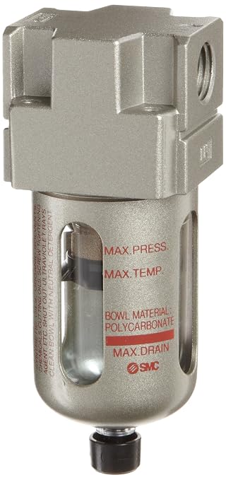 SMC AF20-N02-CZ Compressed Air Filter, Removes Particulate, Polycarbonate Bowl by SMC