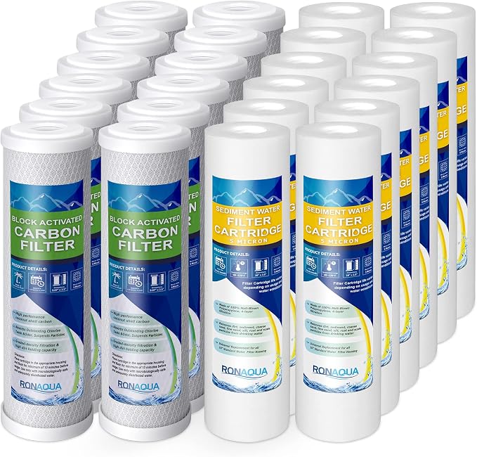 12 Standard Coconut Shell Block Carbon & 12 Four Layers of Filtration by Ronaqua