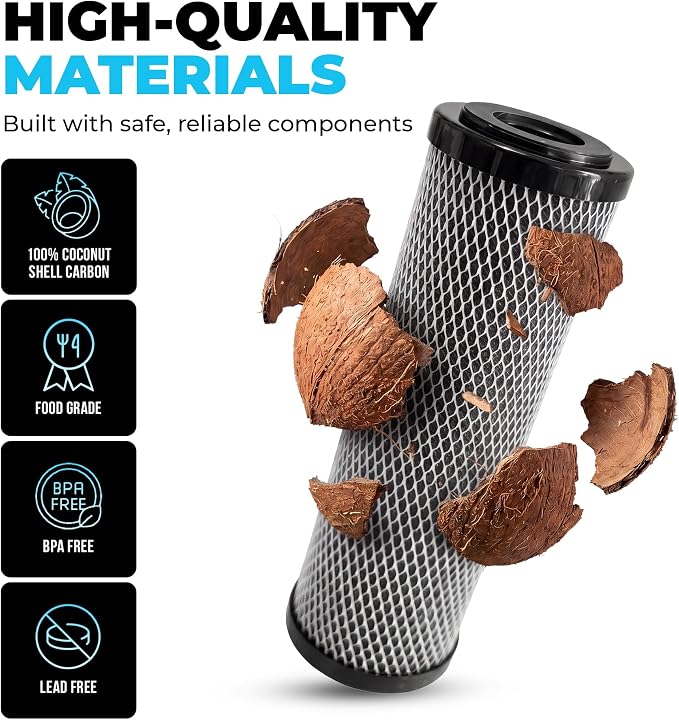 1 Micron 10" x 2.5" Activated Carbon Whole House Water Filter Replacement - Image 4