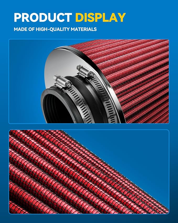 PHILTOP Universal Clamp-On Air Intake Filter, Replacement Air Filter: High Flow - Image 5