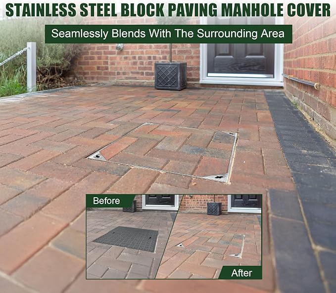 28x28x2.4 inch Invisible Stainless Steel Manhole Cover and Frame, Recessed - Image 2