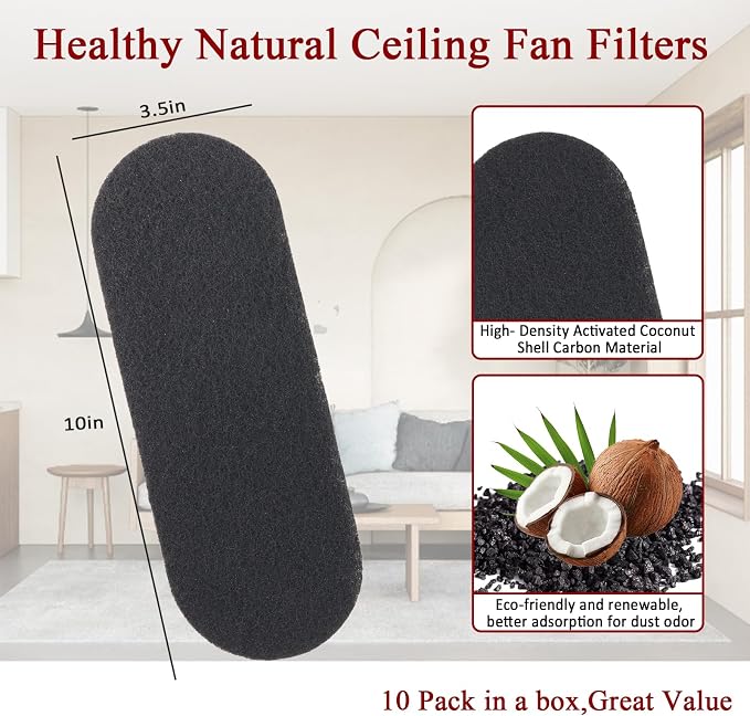 10 Pcs Ceiling Fan Filters for Blades, Fan Air Purifier Pads - Image 8