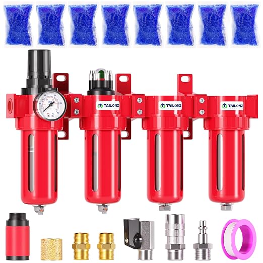 TAILONZ PNEUMATIC 0-150PSI 3/8 Inch NPT Red Industrial Grade 4 Stage Air Drying by TAILONZPNEUMATIC