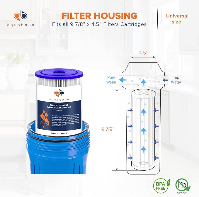 Aquaboon 5 Micron Pleated Sediment Water Filter 10 x 4.5 Cartridge - Image 2