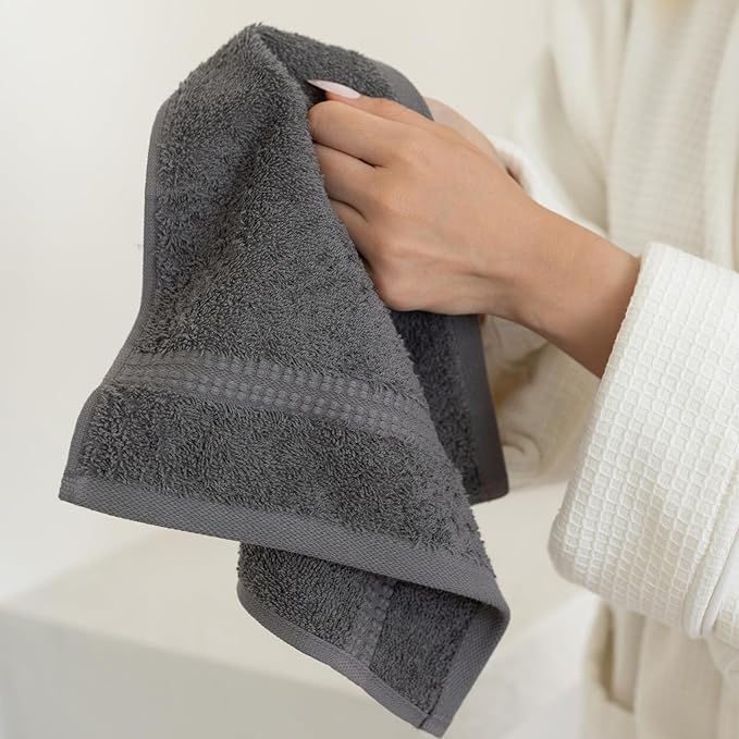 100% Turkish Cotton Towel Set of 6 - Soft, Plush & Super Absorbent - Premium Set with 2 Bath Towels, 2 Hand Towels, and 2 Washcloths - Made in Turkey (Dark Gray, 6-Piece Towel Set)