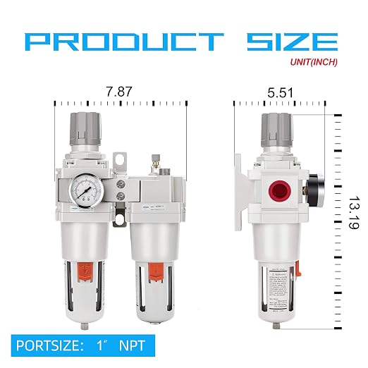 NANPU 1" NPT Compressed Air Filter Regulator Lubricator Combo Water/Oil Trap - Image 3
