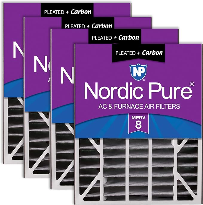Nordic Pure 20x25x5 Air Bear AC Filter Replacement MERV 8 Plus Carbon 4 Pack by NordicPure