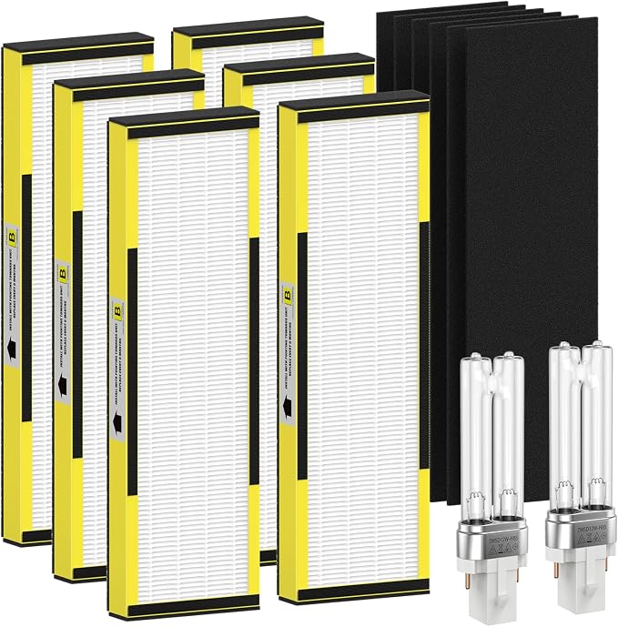 6 Packs FLT4825 HEPA Replacement Filter B & 2 Replacement Bulb Compatible by FMDZFL