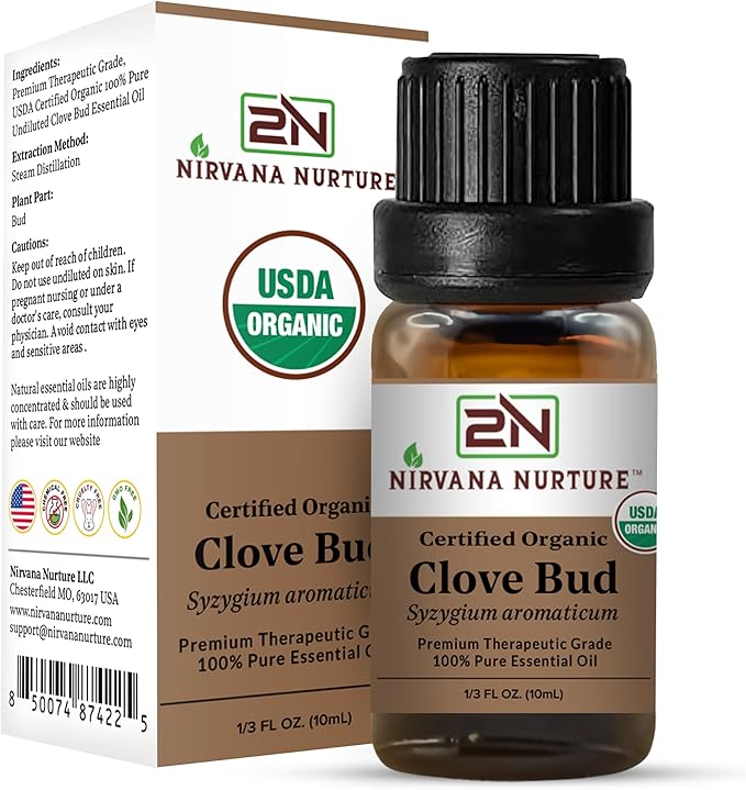 Clove Bud Essential Oil USDA Certified Organic, 100% Pure Natural Premium Grade, Undiluted