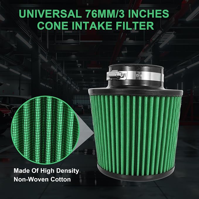 Cold Air Intake Filter High Performance Washable Filter Clamp-On Replacement - Image 6