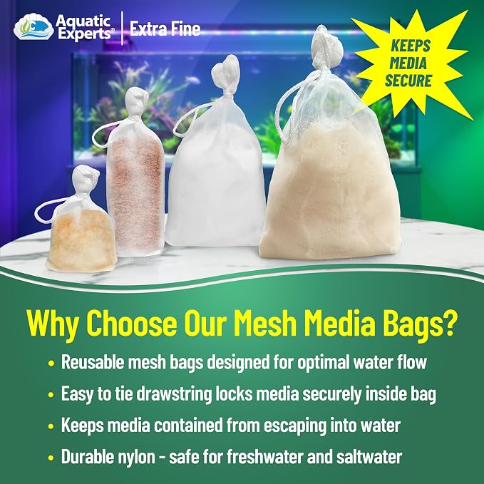 Aquatic Experts Extra Fine Aquarium Media Bag, Durable Drawstring Bags - Image 2
