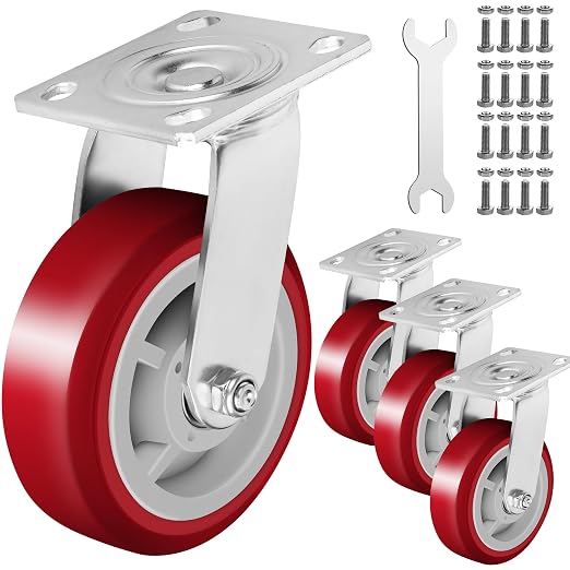 6 Inch Heavy Duty Casters Set of 4, Scratch Resistant & 360 Degree Rotatable by Castrek