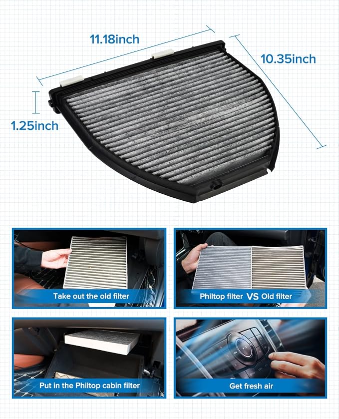 PHILTOP HEPA Cabin Air Filter w/Activated Carbon, Compatible - Image 3