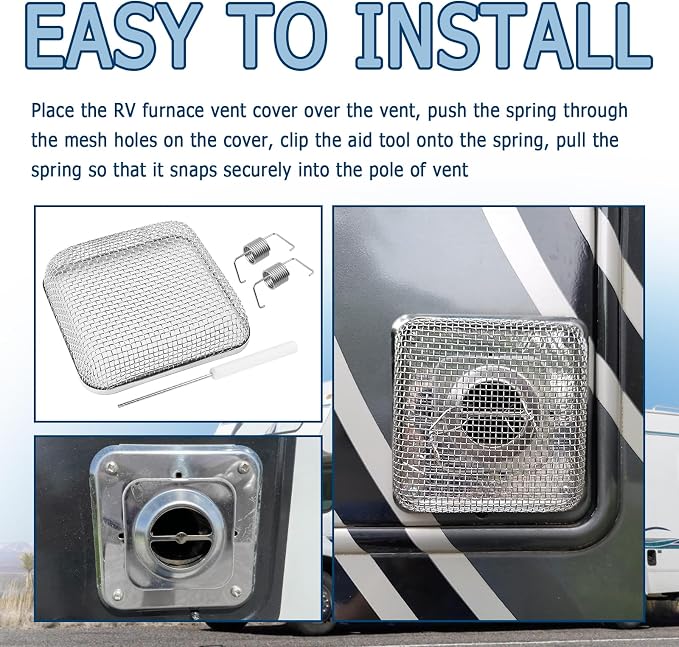4.64×4.64 Inch RV Vent Cover Stainless Steel, RV Furnace Vent Screen & - Image 4