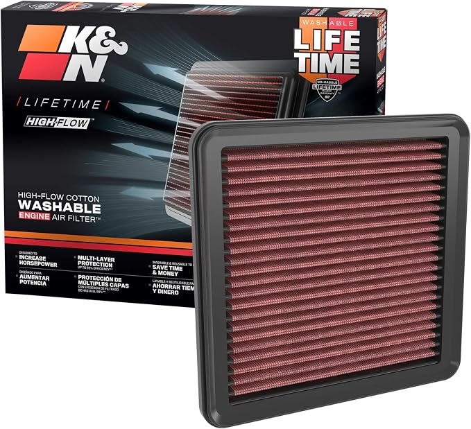 K&N High-Flow Original Lifetime Engine Air Filter: Increase Power: Premium by KNEngineeringInc