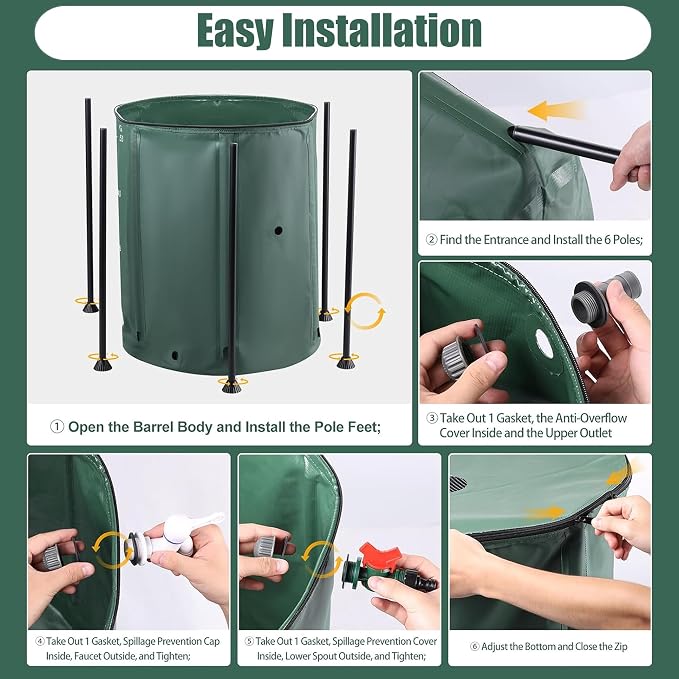 THUNDERBAY 100 Gallon Collapsible Rain Barrel, Portable Rain Barrels to Collect - Image 5