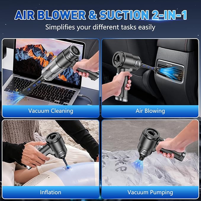 KMM Handheld Car Vacuum Cleaner, 10000PA Vacuum Cleaner & Air Duster, 120W High - Image 3