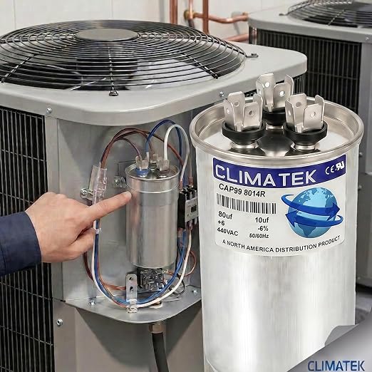 ClimaTek 80 + 10 MFD 370/440 Volt Dual Run Round Capacitor CAP99-8014R | 80/10 - Image 4