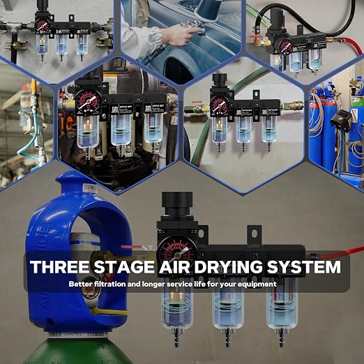 NEWPO 1/4" NPT Air Drying System, Air Filter Pressure Regulator - Image 9