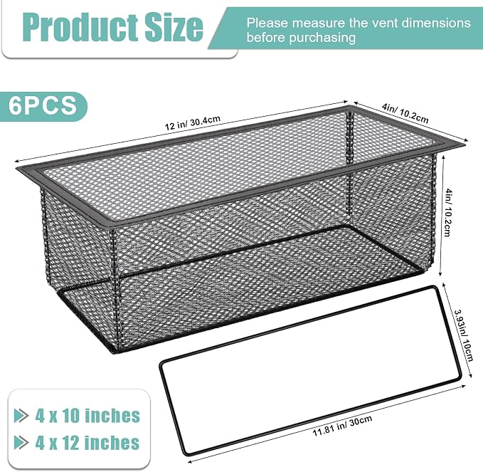 6PCS Floor Register Cover Trap 4"x12", Mesh Floor Vent Screen Net - Image 2
