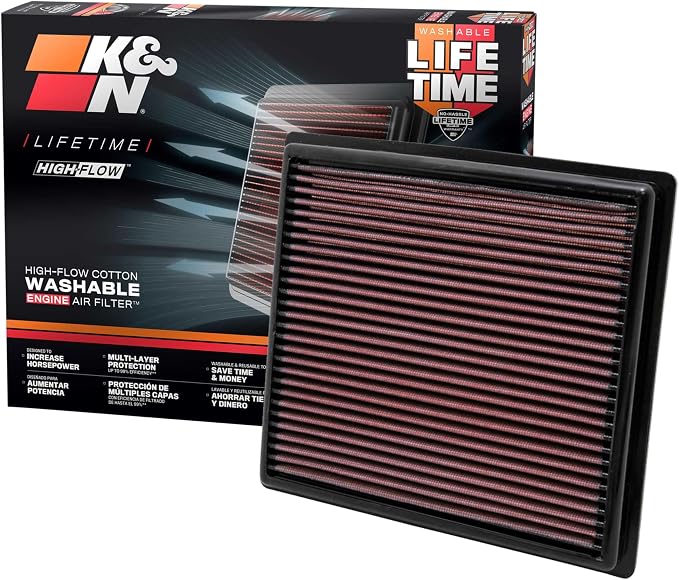 K&N High-Flow Original Lifetime Engine Air Filter: Increase Power: Premium by KNEngineeringInc