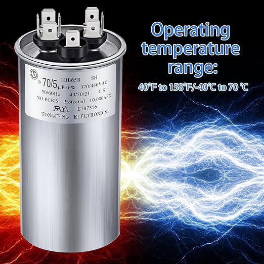 70/5 MFD uF 370/440V CBB65 Dual Run Round Capacitor - Image 5