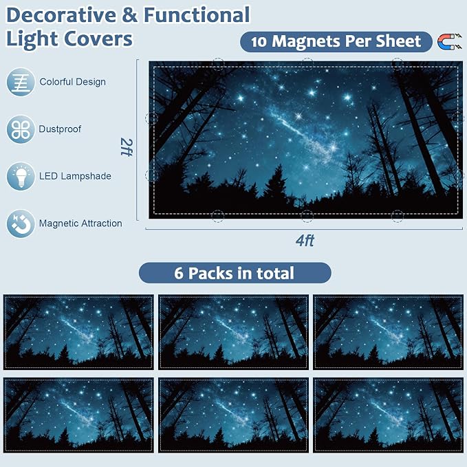 6PCS Fluorescent Light Cover, 4x2 Feet Magnetic Light Cover Fluorescent Lights - Image 2