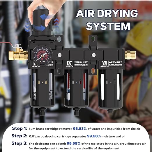 NEWPO 1/2" NPT 3 Stage Air Drying System, Air Dryer - Image 4
