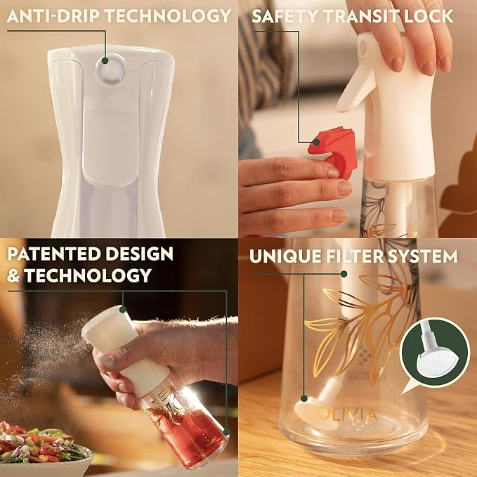 FLAIROSOL OLIVIA Oil Sprayer for Cooking, 200ml Glass Olive Oil Sprayer - Image 4