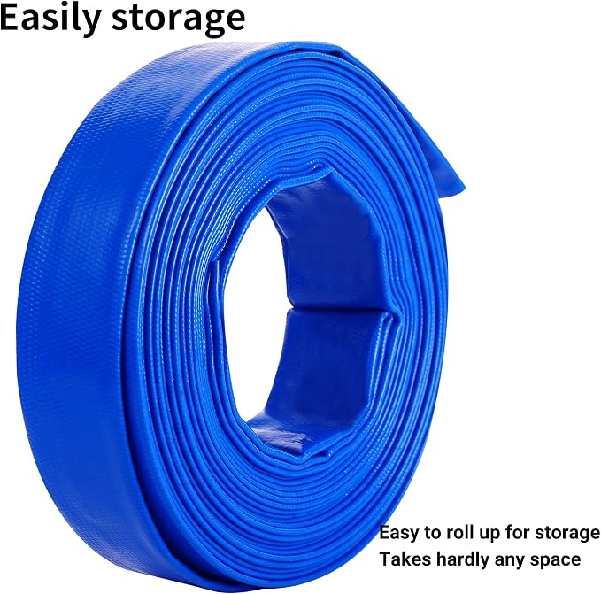 2" x 100 FT Pool Backwash Hose Blue Heavy Duty Reinforced PVC Lay Flat Water - Image 6