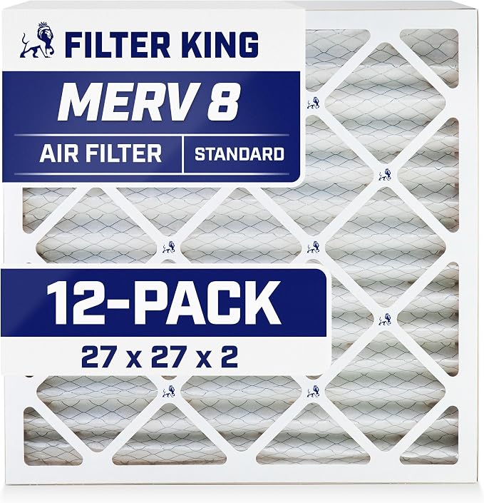 Filter King 27x27x2 Air Filter | 12-PACK | MERV 8 HVAC Pleated A/C Furnace by FilterKing